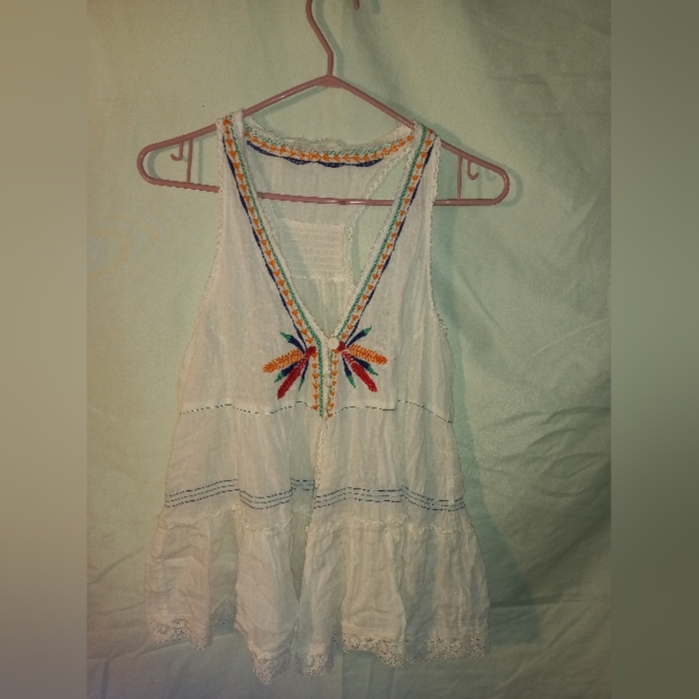 Bohemian country aesthetic blouse size medium cream color